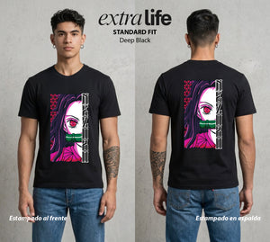 Cazadores de la Noche | Demonia y Amor #01152 - Playera Standard Fit | Deep Black - Foto en modelo