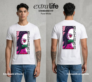 Cazadores de la Noche | Demonia y Amor #01152 - Playera Standard Fit | Pure White - Foto en modelo