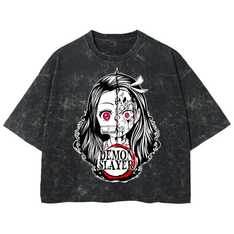 Playera streetwear premium de anime y gaming ExtraLife MX, corte boxy deluxe mineral wash heavyweight en color Acid Wash, moda urbana mexicana de culto.