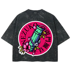 Playera streetwear premium de anime y gaming ExtraLife MX, corte boxy deluxe mineral wash heavyweight en color Acid Wash, moda urbana mexicana de culto.