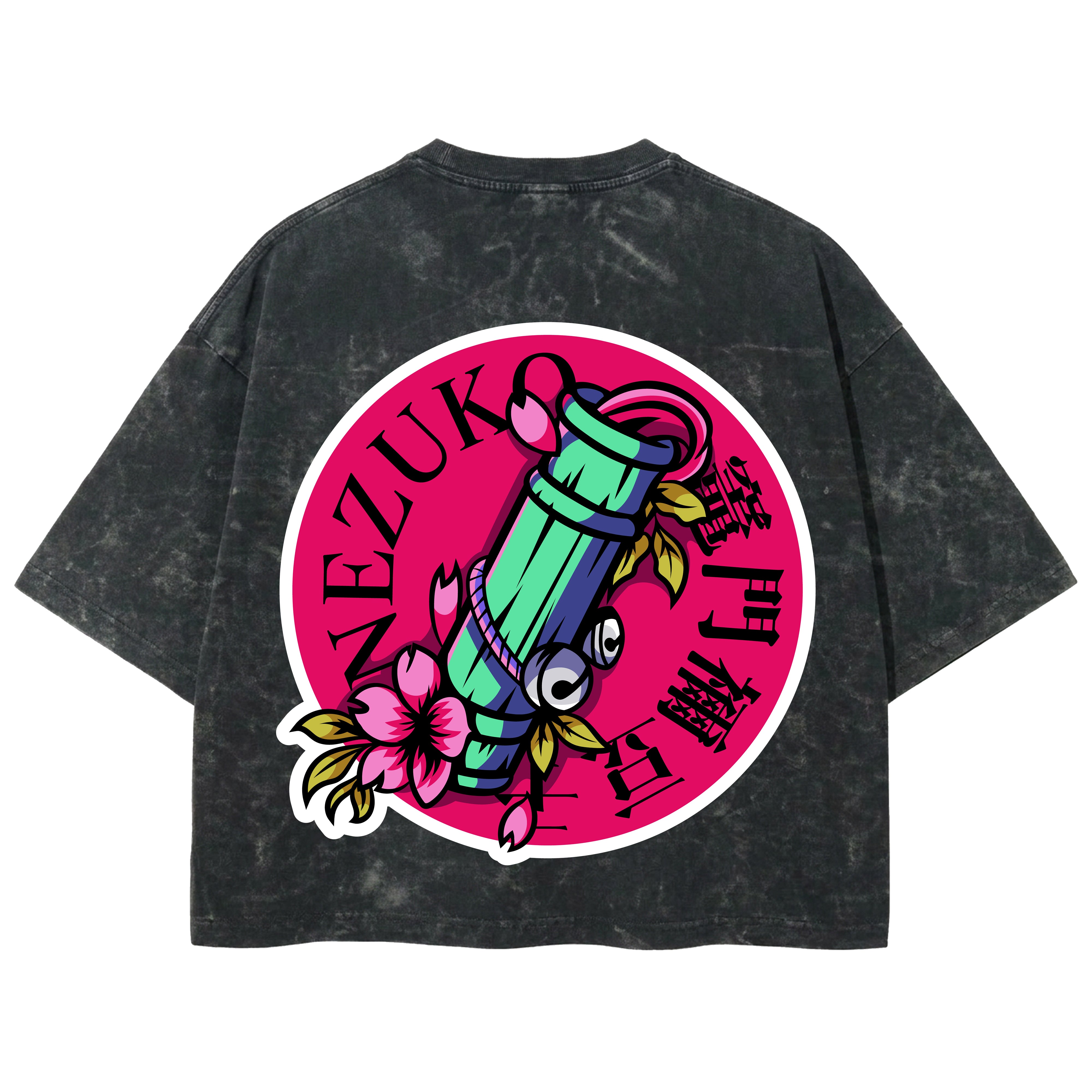 Playera streetwear premium de anime y gaming ExtraLife MX, corte boxy deluxe mineral wash heavyweight en color Acid Wash, moda urbana mexicana de culto.