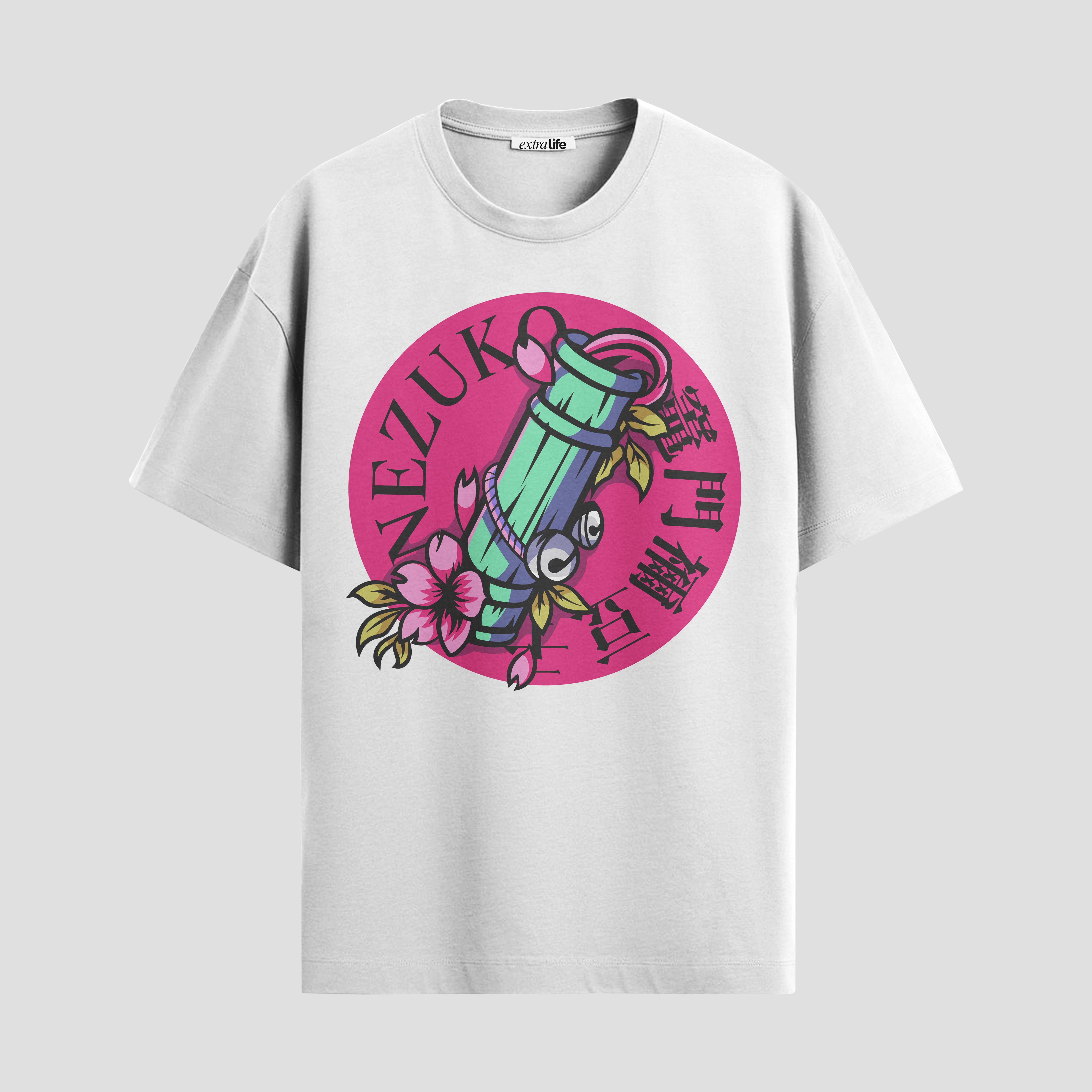 Playera urbana de anime y gaming ExtraLife MX, corte Standard Fit unisex ligero y transpirable en color Deep Black y Pure White, ropa de uso diario para gym y casual.