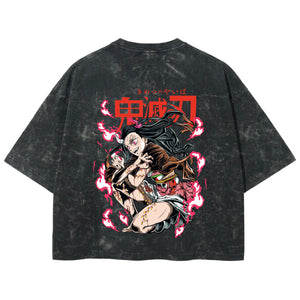 Playera streetwear premium de anime y gaming ExtraLife MX, corte boxy deluxe mineral wash heavyweight en color Acid Wash, moda urbana mexicana de culto.