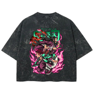 Playera streetwear premium de anime y gaming ExtraLife MX, corte boxy deluxe mineral wash heavyweight en color Acid Wash, moda urbana mexicana de culto.
