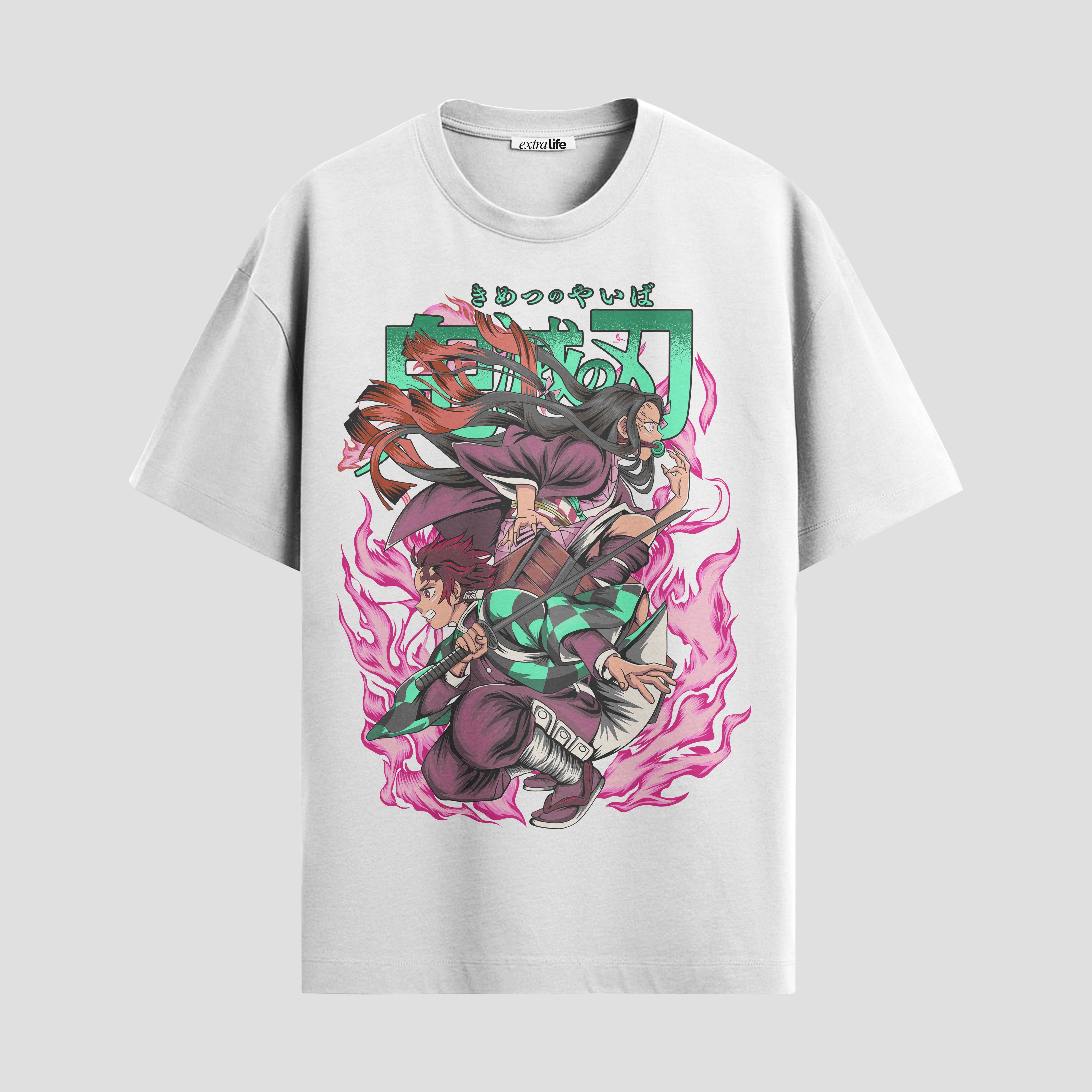 Playera urbana de anime y gaming ExtraLife MX, corte Standard Fit unisex ligero y transpirable en color Deep Black y Pure White, ropa de uso diario para gym y casual.