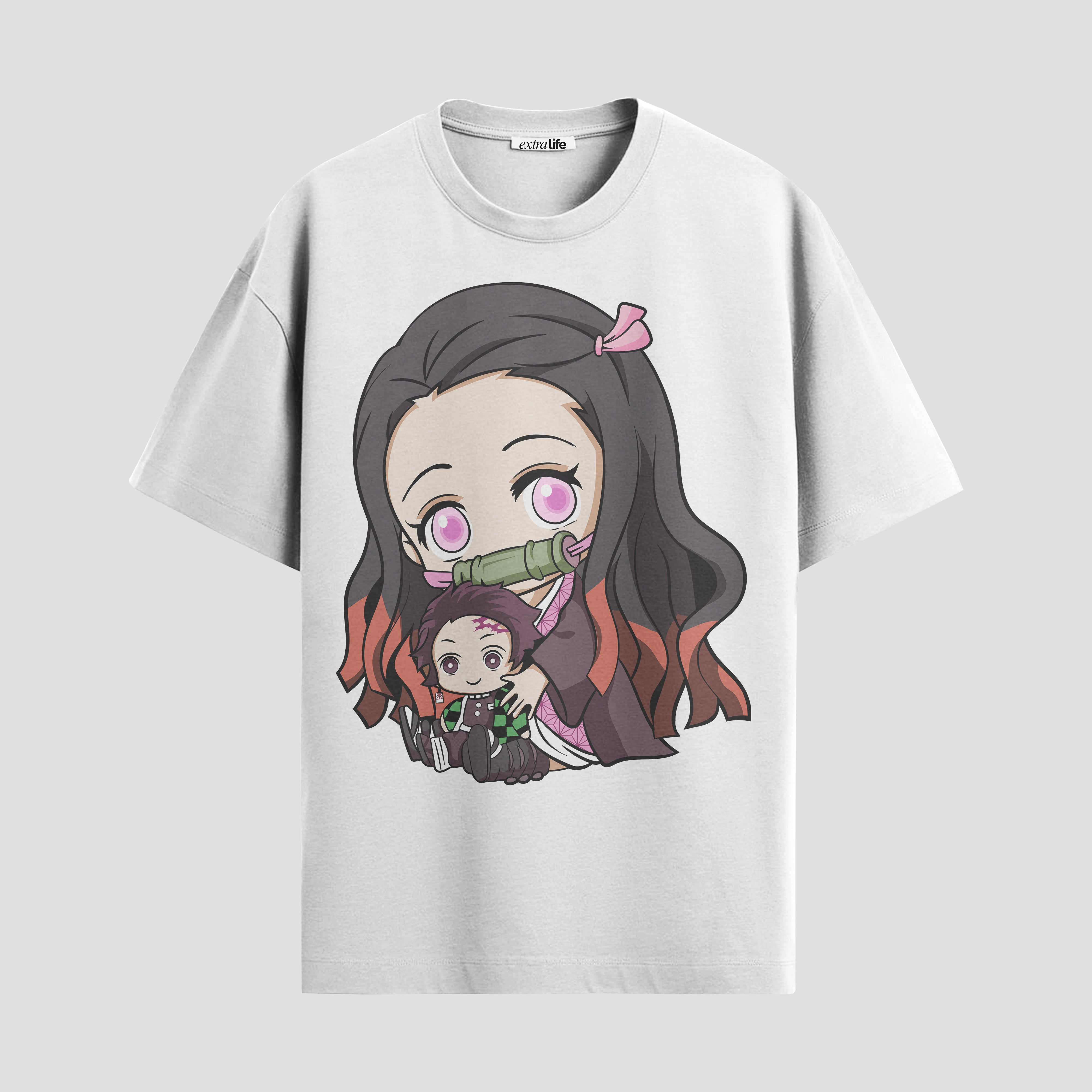 Playera urbana de anime y gaming ExtraLife MX, corte Standard Fit unisex ligero y transpirable en color Deep Black y Pure White, ropa de uso diario para gym y casual.