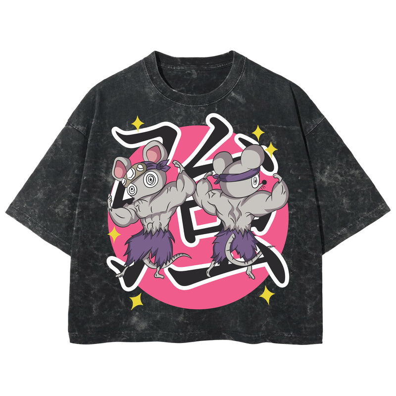 Playera streetwear premium de anime y gaming ExtraLife MX, corte boxy deluxe mineral wash heavyweight en color Acid Wash, moda urbana mexicana de culto.