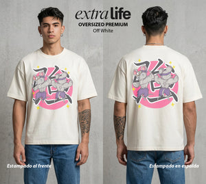 Cazadores de la Noche | Las Munecas del Abismo #01158 - Playera Oversized Premium | Off White - Foto en modelo