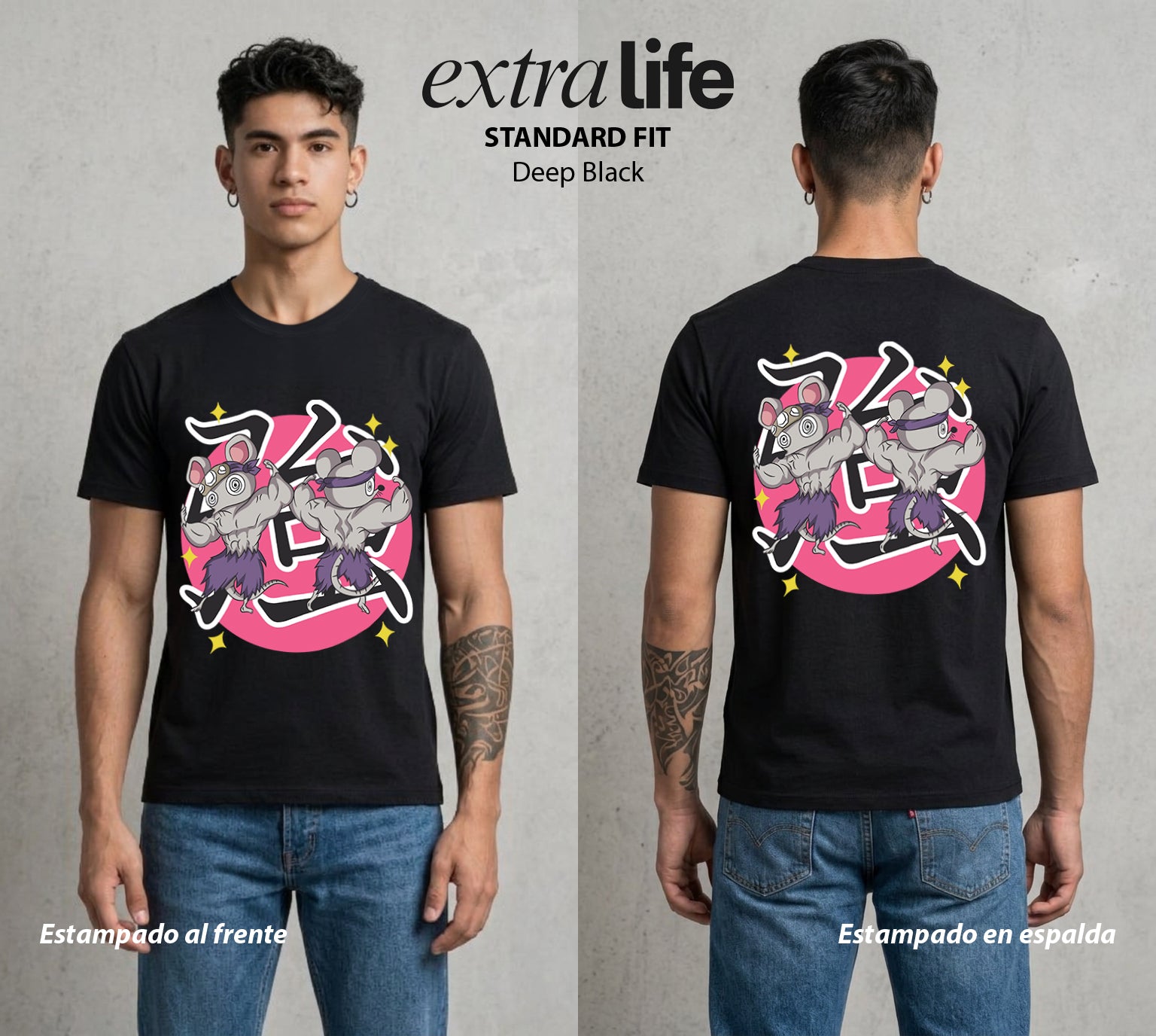 Cazadores de la Noche | Las Munecas del Abismo #01158 - Playera Standard Fit | Deep Black - Foto en modelo