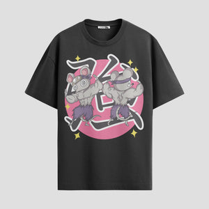 Playera urbana de anime y gaming ExtraLife MX, corte Standard Fit unisex ligero y transpirable en color Deep Black y Pure White, ropa de uso diario para gym y casual.