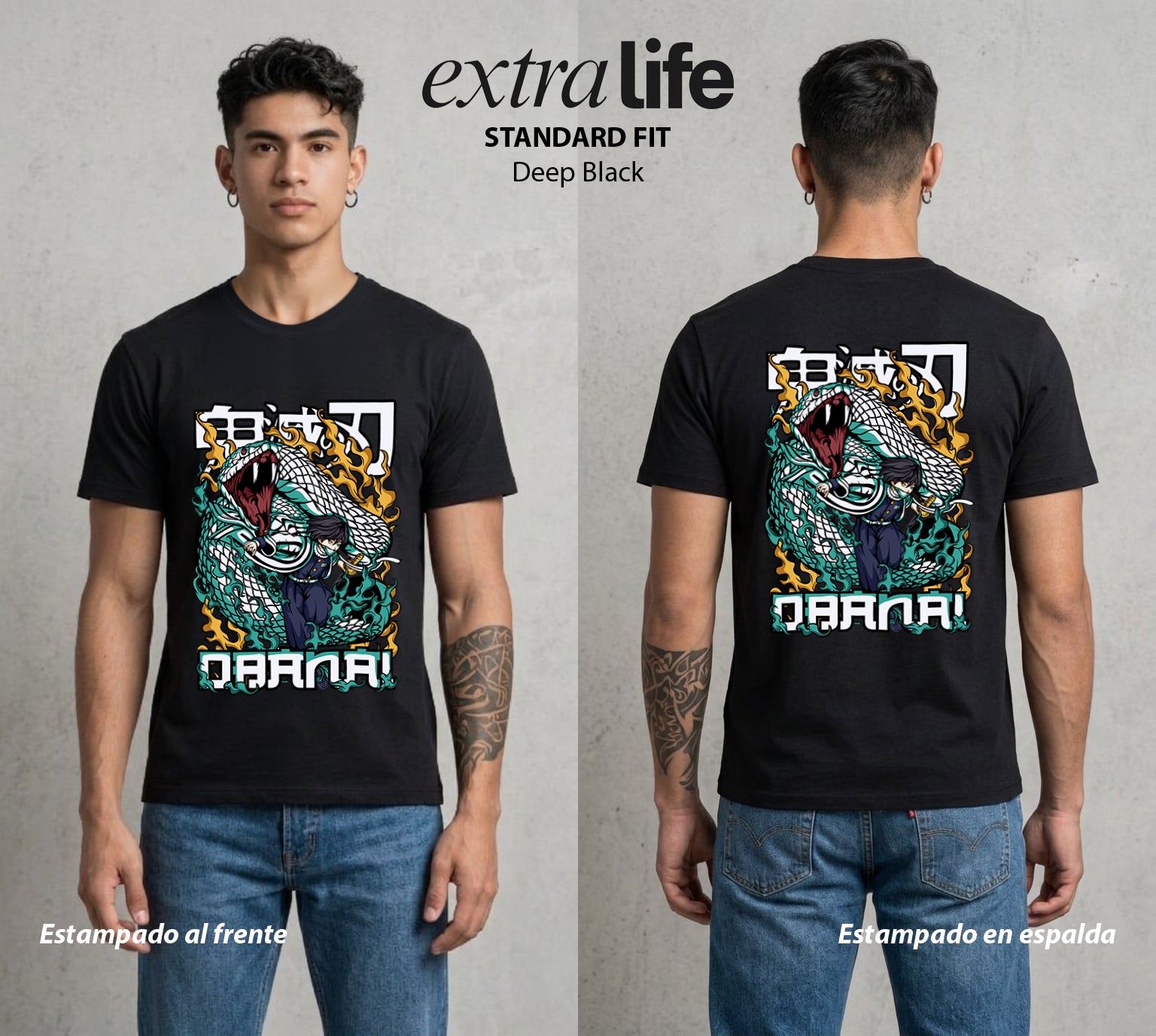 Cazadores de la Noche | La Serpiente del Amor #01159 - Playera Standard Fit | Deep Black - Foto en modelo