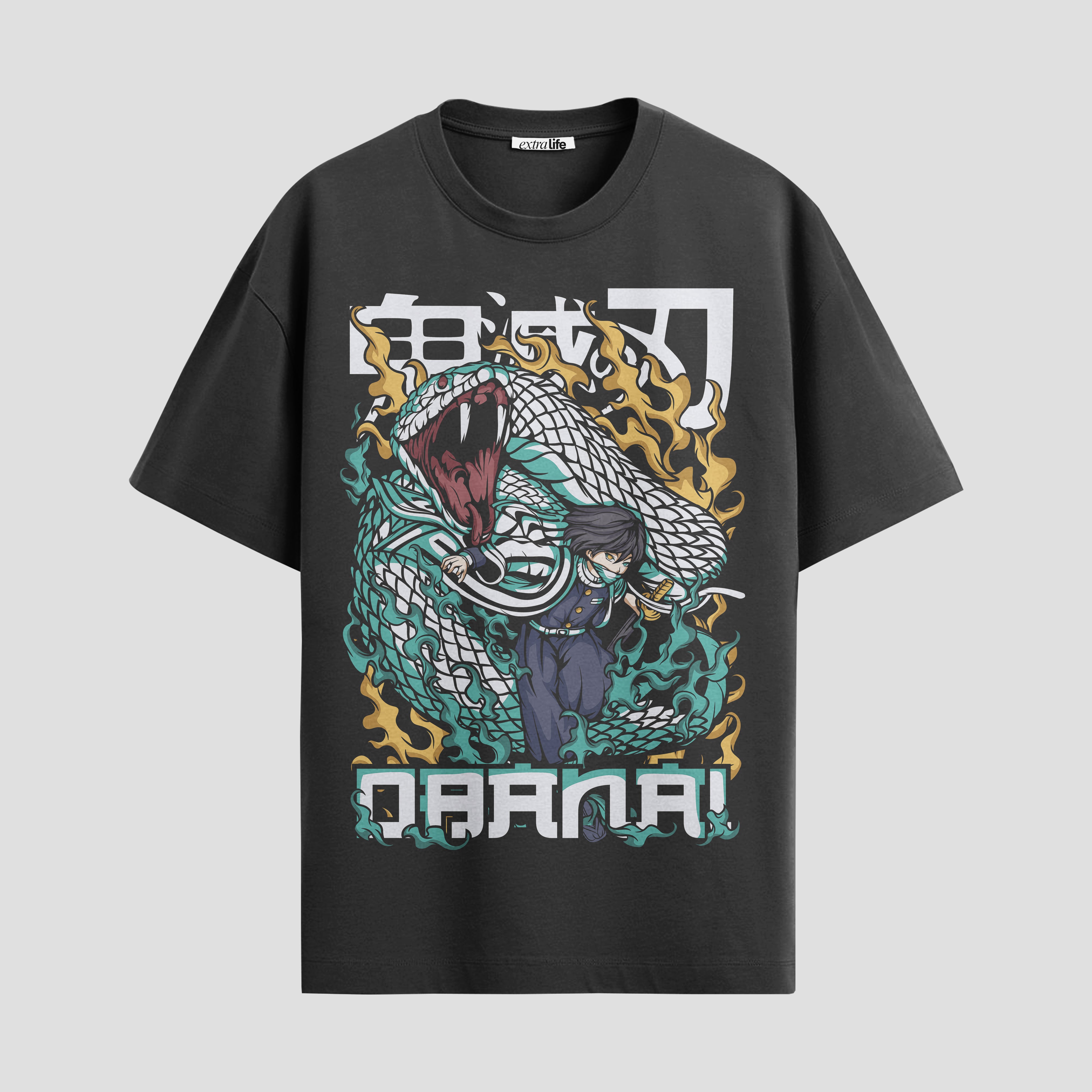 Playera urbana de anime y gaming ExtraLife MX, corte Standard Fit unisex ligero y transpirable en color Deep Black y Pure White, ropa de uso diario para gym y casual.