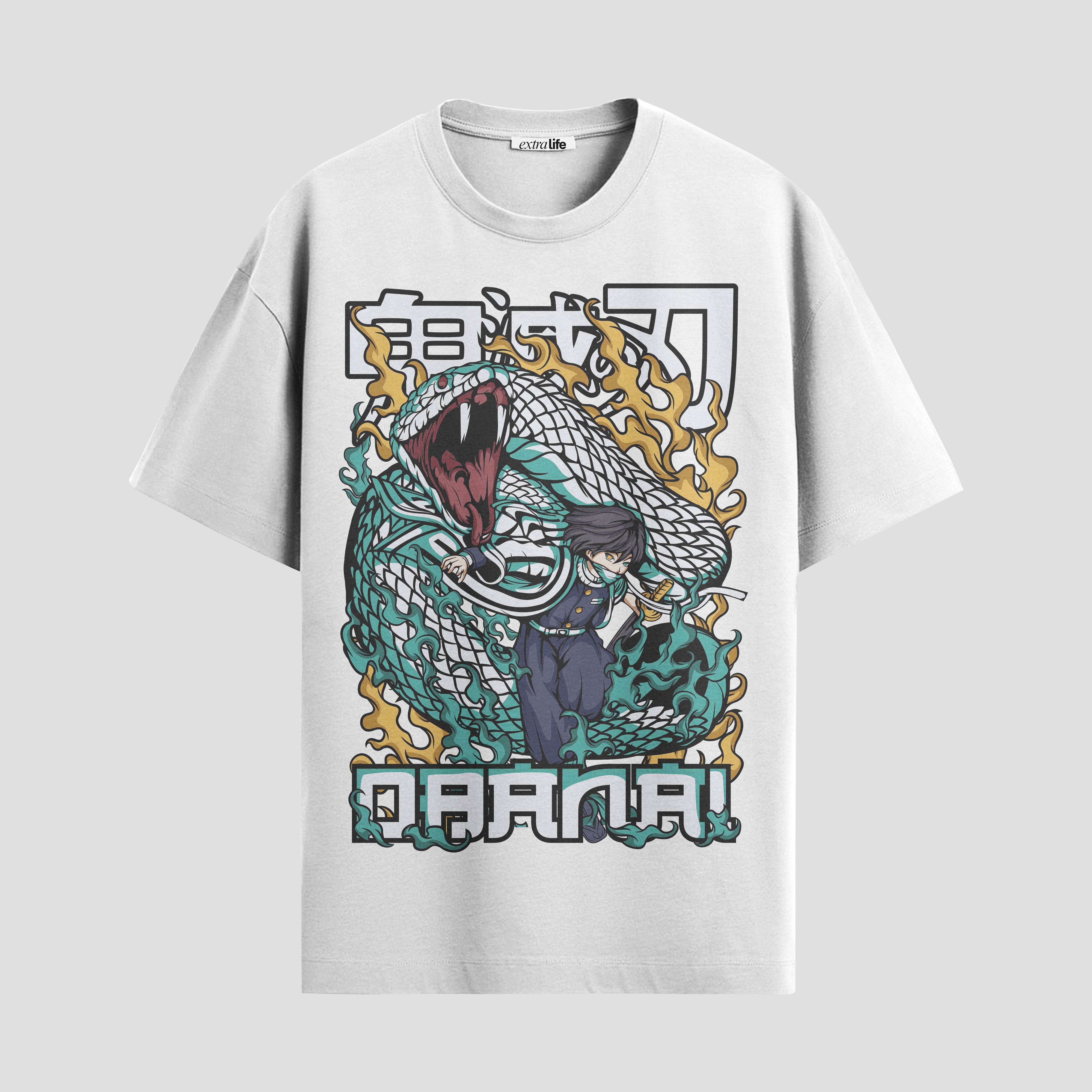 Playera urbana de anime y gaming ExtraLife MX, corte Standard Fit unisex ligero y transpirable en color Deep Black y Pure White, ropa de uso diario para gym y casual.