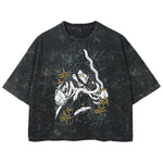 Playera streetwear premium de anime y gaming ExtraLife MX, corte boxy deluxe mineral wash heavyweight en color Acid Wash, moda urbana mexicana de culto.