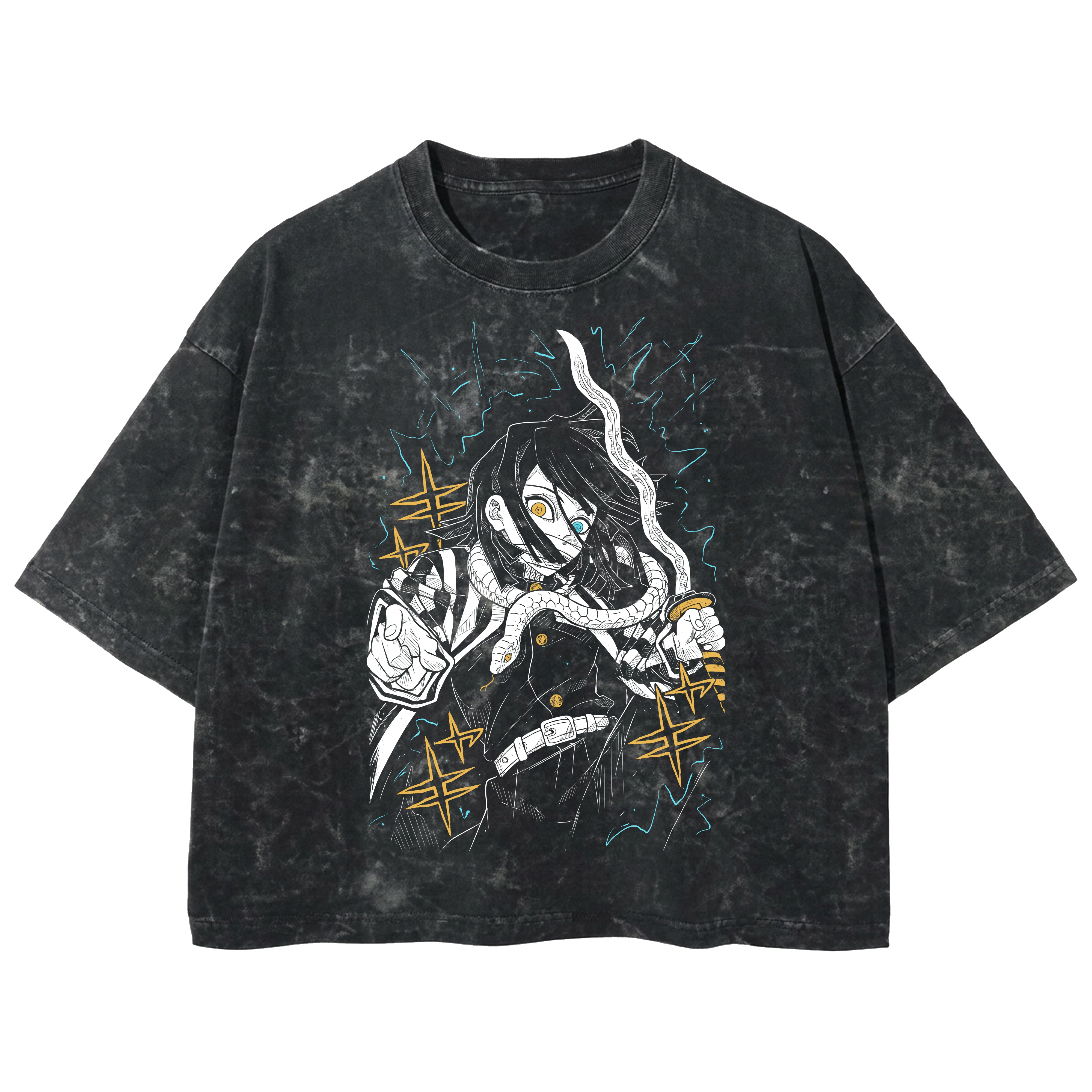 Playera streetwear premium de anime y gaming ExtraLife MX, corte boxy deluxe mineral wash heavyweight en color Acid Wash, moda urbana mexicana de culto.