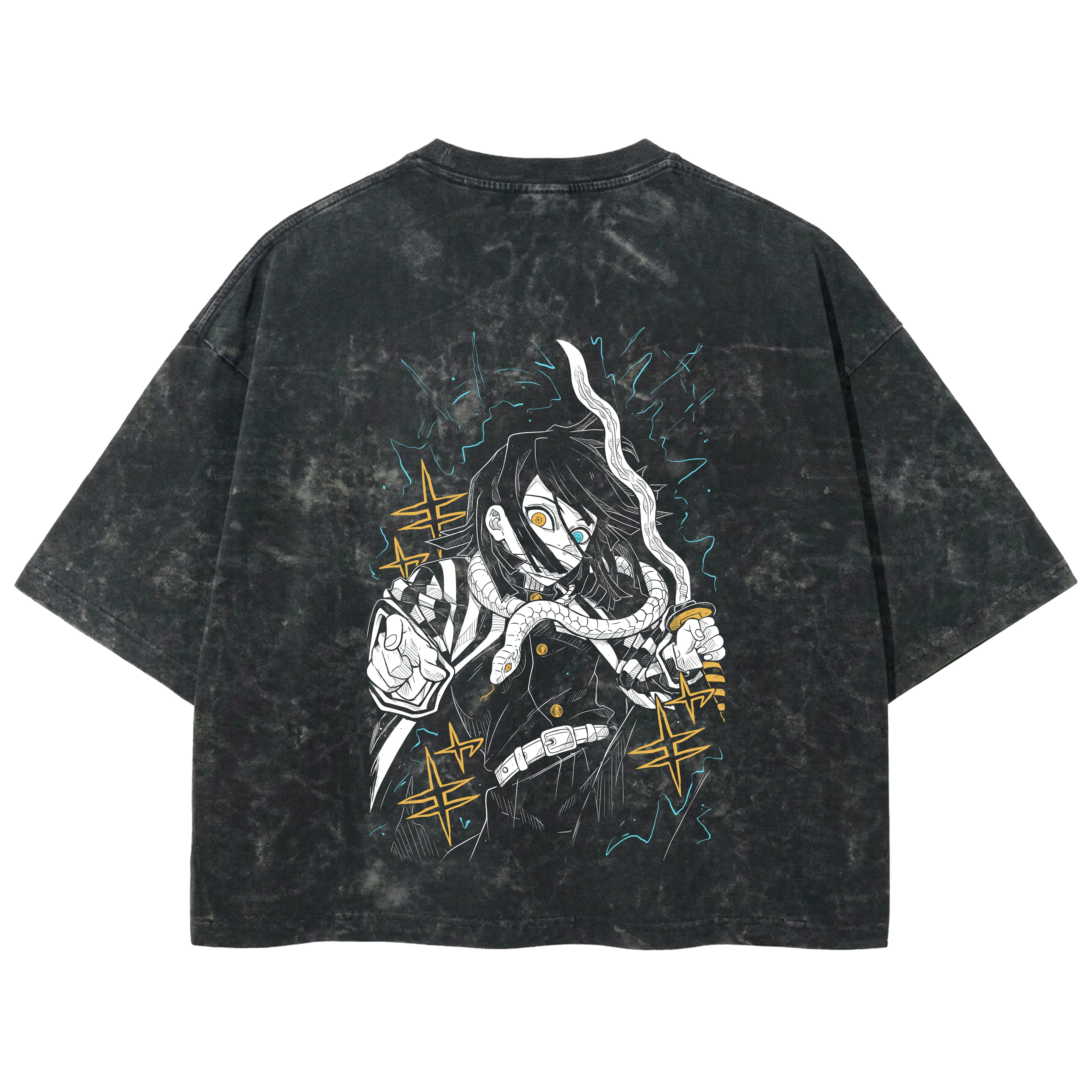 Playera streetwear premium de anime y gaming ExtraLife MX, corte boxy deluxe mineral wash heavyweight en color Acid Wash, moda urbana mexicana de culto.