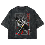 Playera streetwear premium de anime y gaming ExtraLife MX, corte boxy deluxe mineral wash heavyweight en color Acid Wash, moda urbana mexicana de culto.