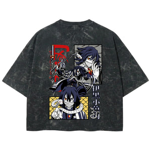 Playera streetwear premium de anime y gaming ExtraLife MX, corte boxy deluxe mineral wash heavyweight en color Acid Wash, moda urbana mexicana de culto.