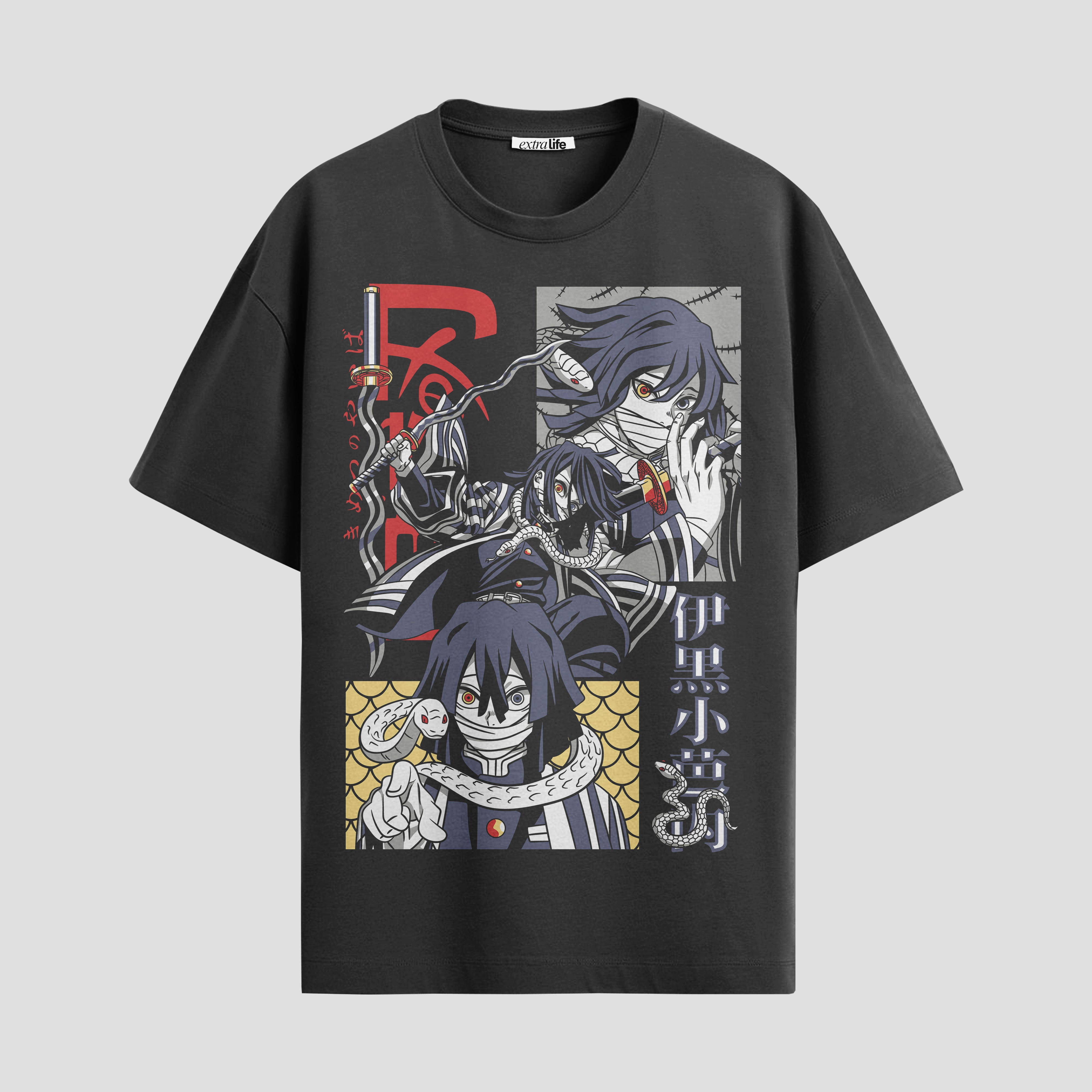 Playera urbana de anime y gaming ExtraLife MX, corte Standard Fit unisex ligero y transpirable en color Deep Black y Pure White, ropa de uso diario para gym y casual.