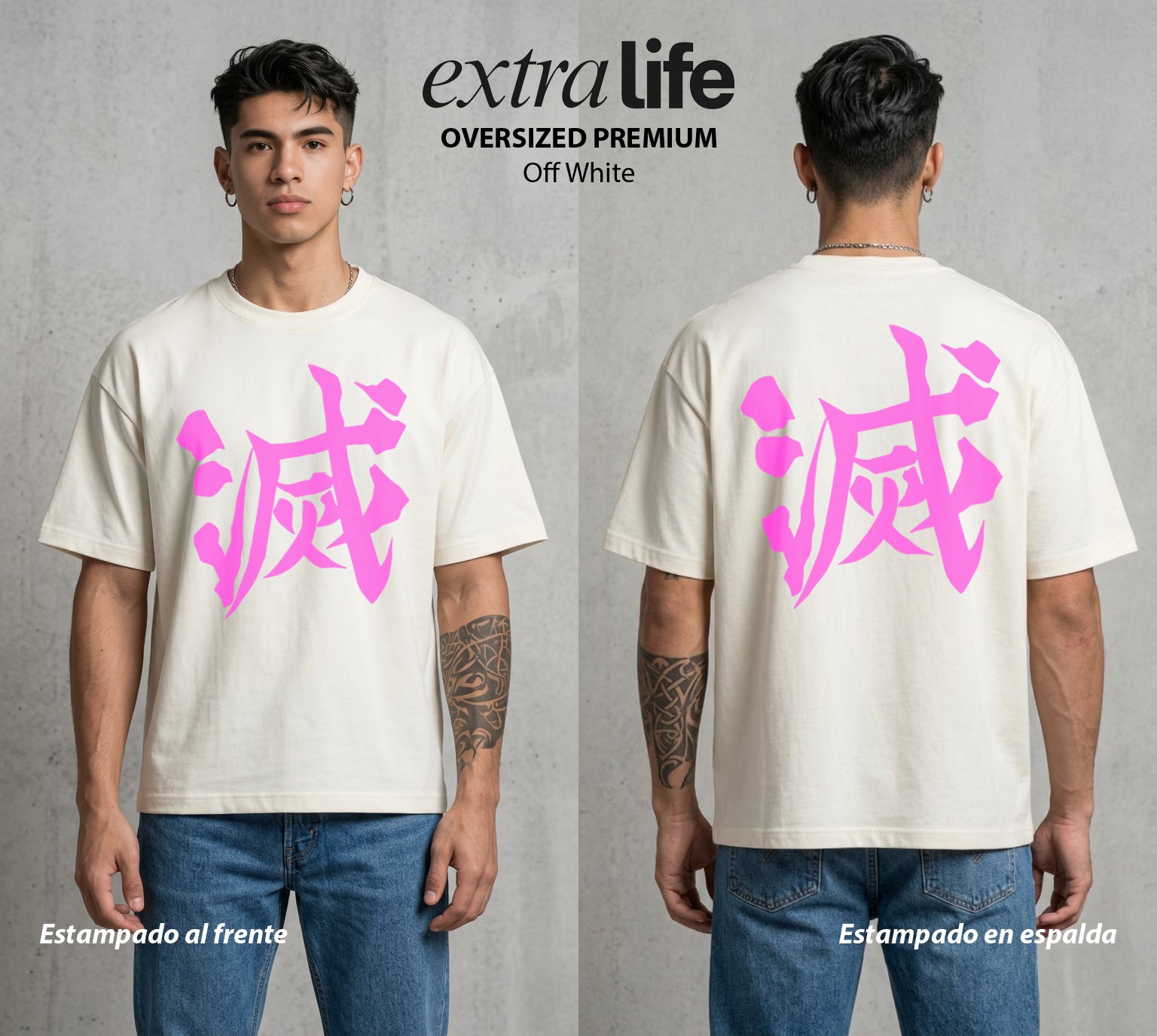 Cazadores de la Noche | La Serpiente del Amor #01164 - Playera Oversized Premium | Off White - Foto en modelo