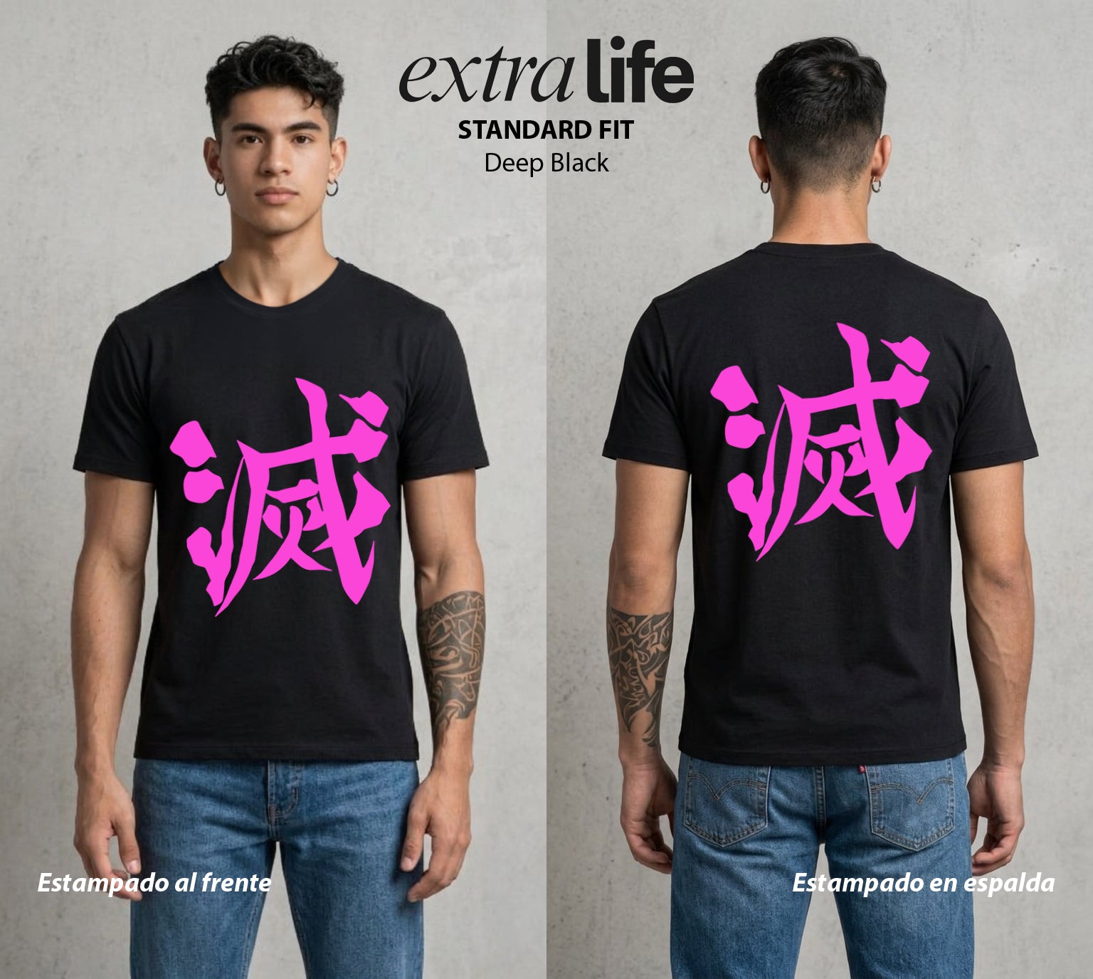 Cazadores de la Noche | La Serpiente del Amor #01164 - Playera Standard Fit | Deep Black - Foto en modelo