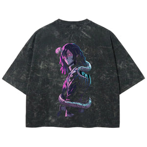 Playera streetwear premium de anime y gaming ExtraLife MX, corte boxy deluxe mineral wash heavyweight en color Acid Wash, moda urbana mexicana de culto.