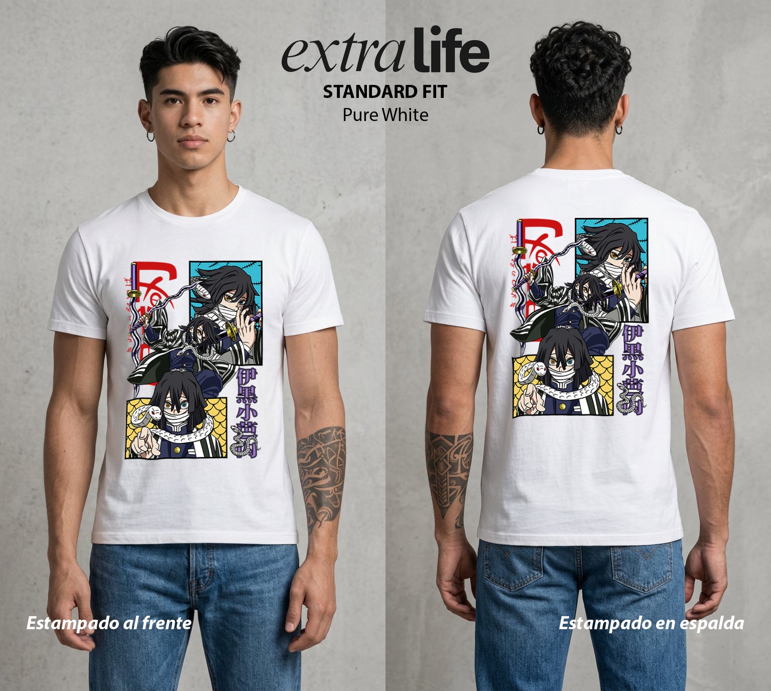 Cazadores de la Noche | El Pilar de la Serpiente #01166 - Playera Standard Fit | Pure White - Foto en modelo
