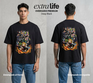 Cazadores de la Noche | Demon Slayer Pillars #01167 - Playera Oversized Premium | Deep Black - Foto en modelo