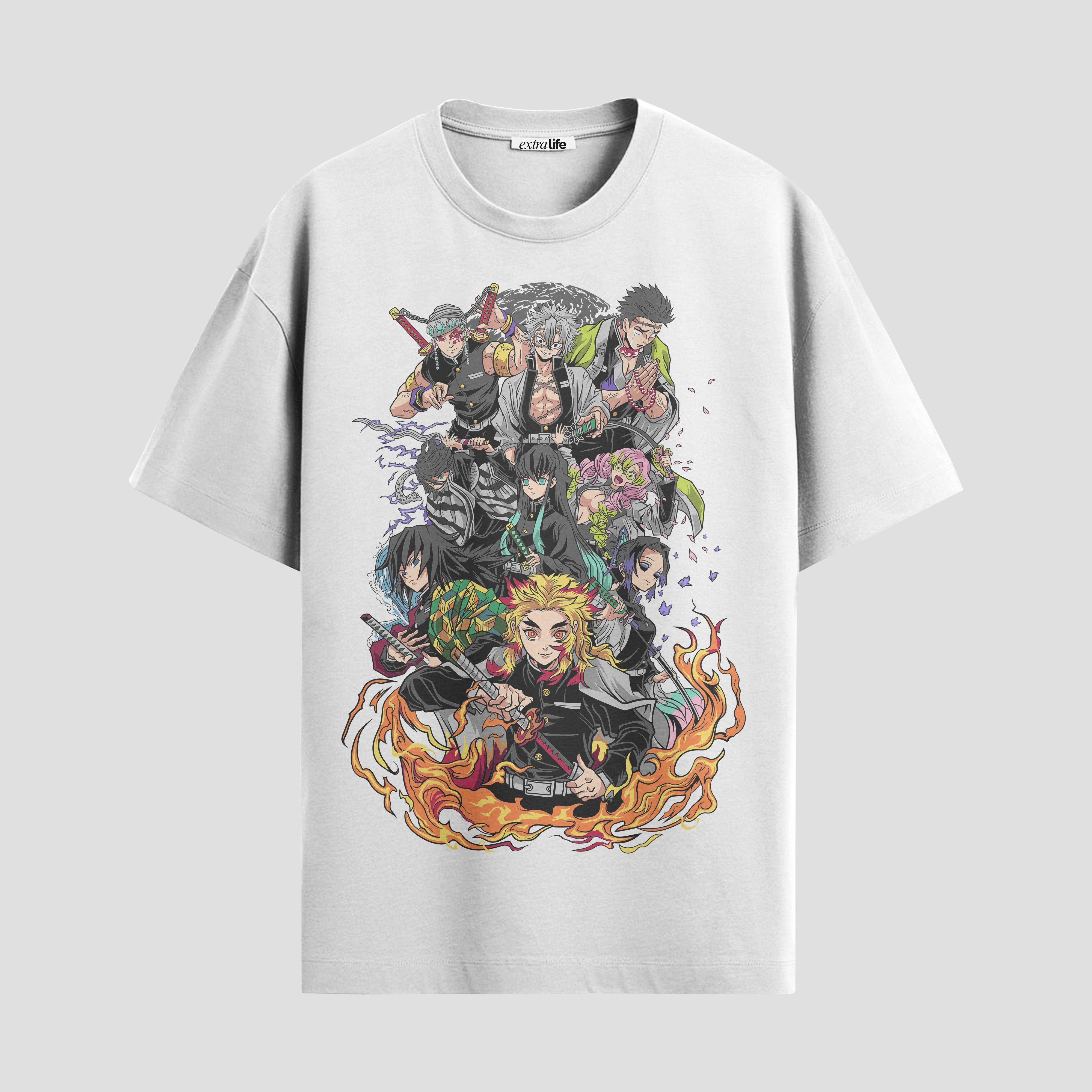 Playera urbana de anime y gaming ExtraLife MX, corte Standard Fit unisex ligero y transpirable en color Deep Black y Pure White, ropa de uso diario para gym y casual.