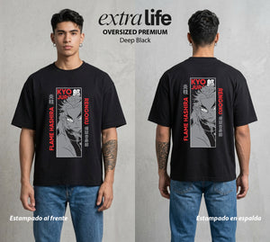 Cazadores de la Noche | El Pillar de las Llamas #01168 - Playera Oversized Premium | Deep Black - Foto en modelo
