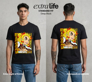 Cazadores de la Noche | Llamas del Corazon #01169 - Playera Standard Fit | Deep Black - Foto en modelo