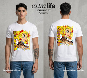 Cazadores de la Noche | Llamas del Corazon #01169 - Playera Standard Fit | Pure White - Foto en modelo