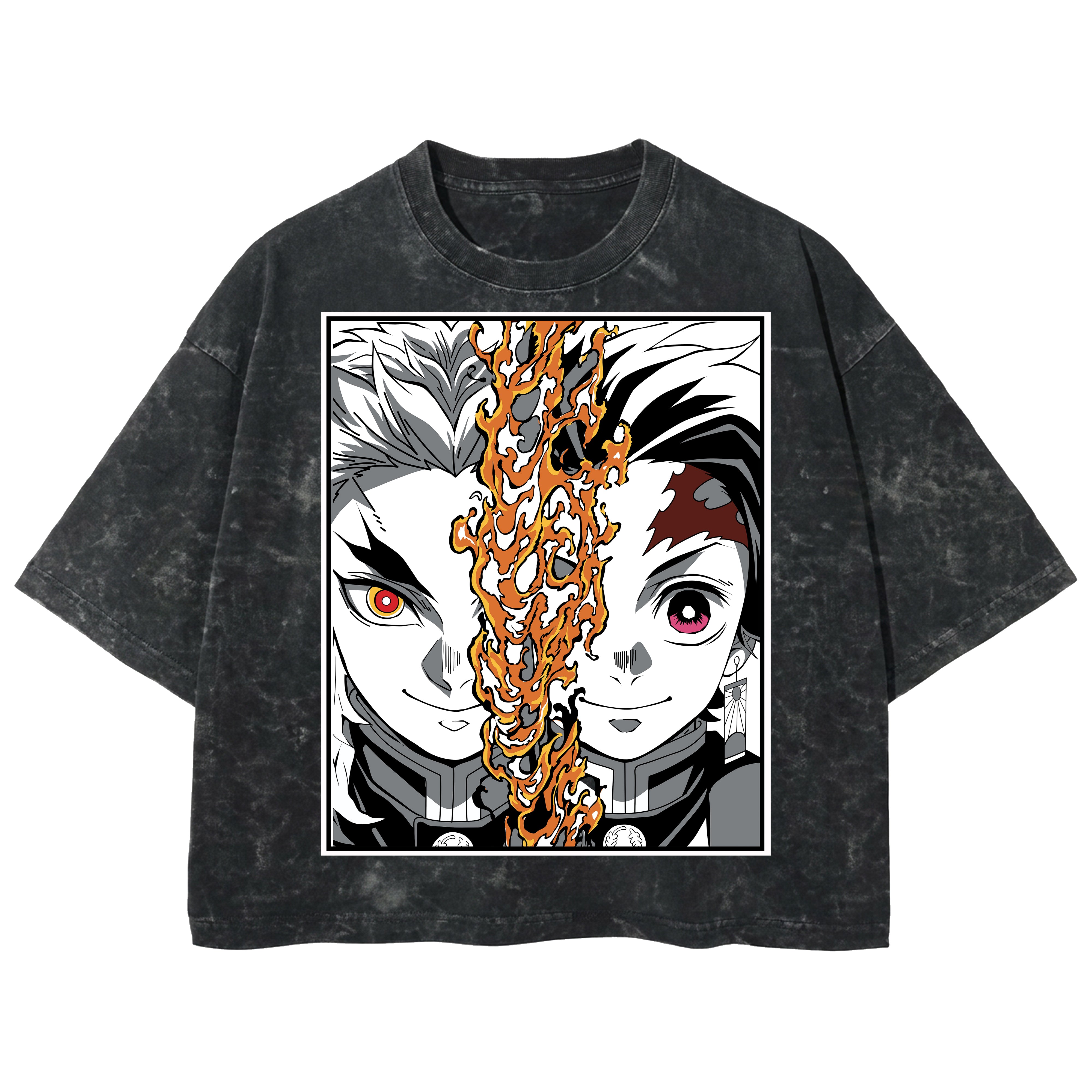 Playera streetwear premium de anime y gaming ExtraLife MX, corte boxy deluxe mineral wash heavyweight en color Acid Wash, moda urbana mexicana de culto.