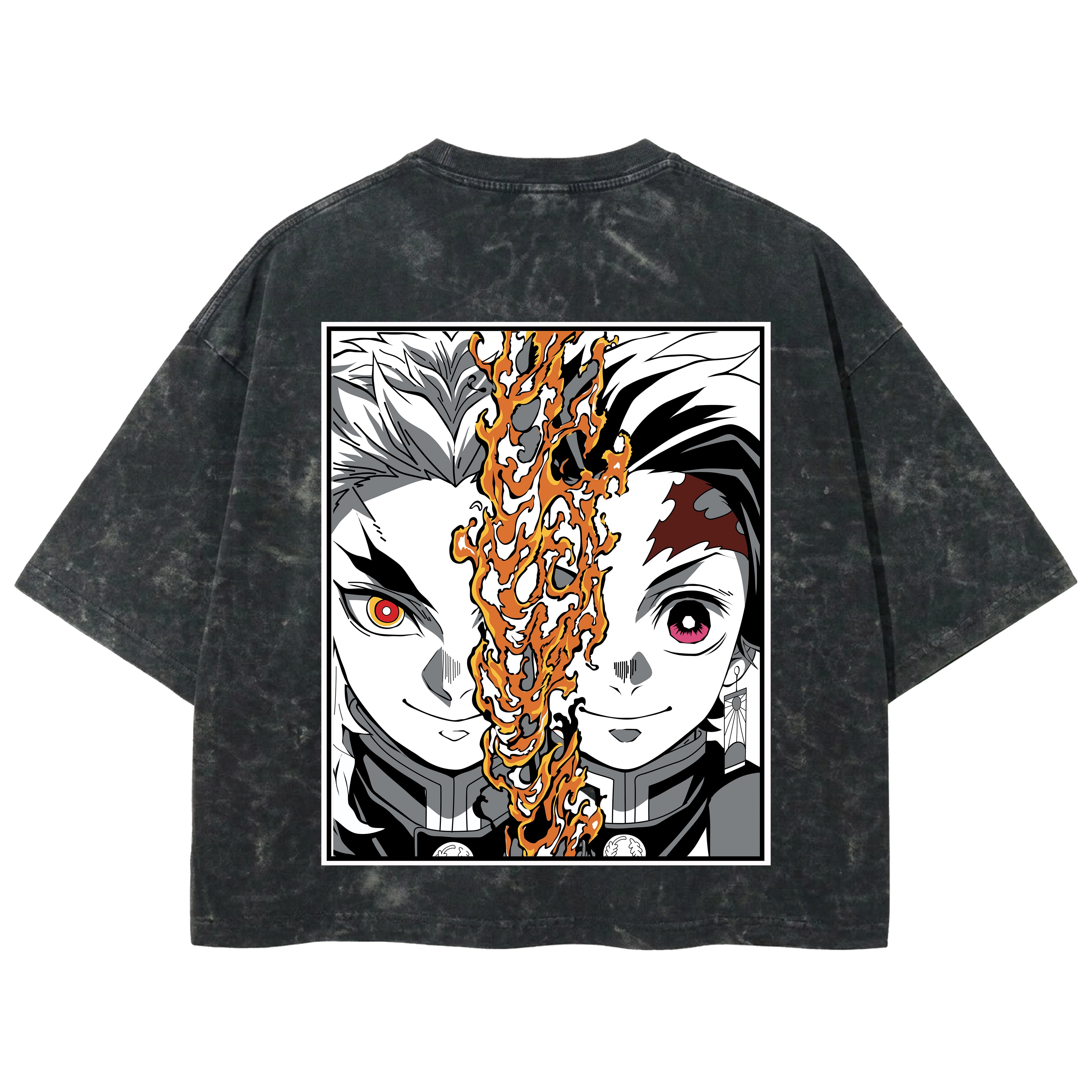 Playera streetwear premium de anime y gaming ExtraLife MX, corte boxy deluxe mineral wash heavyweight en color Acid Wash, moda urbana mexicana de culto.