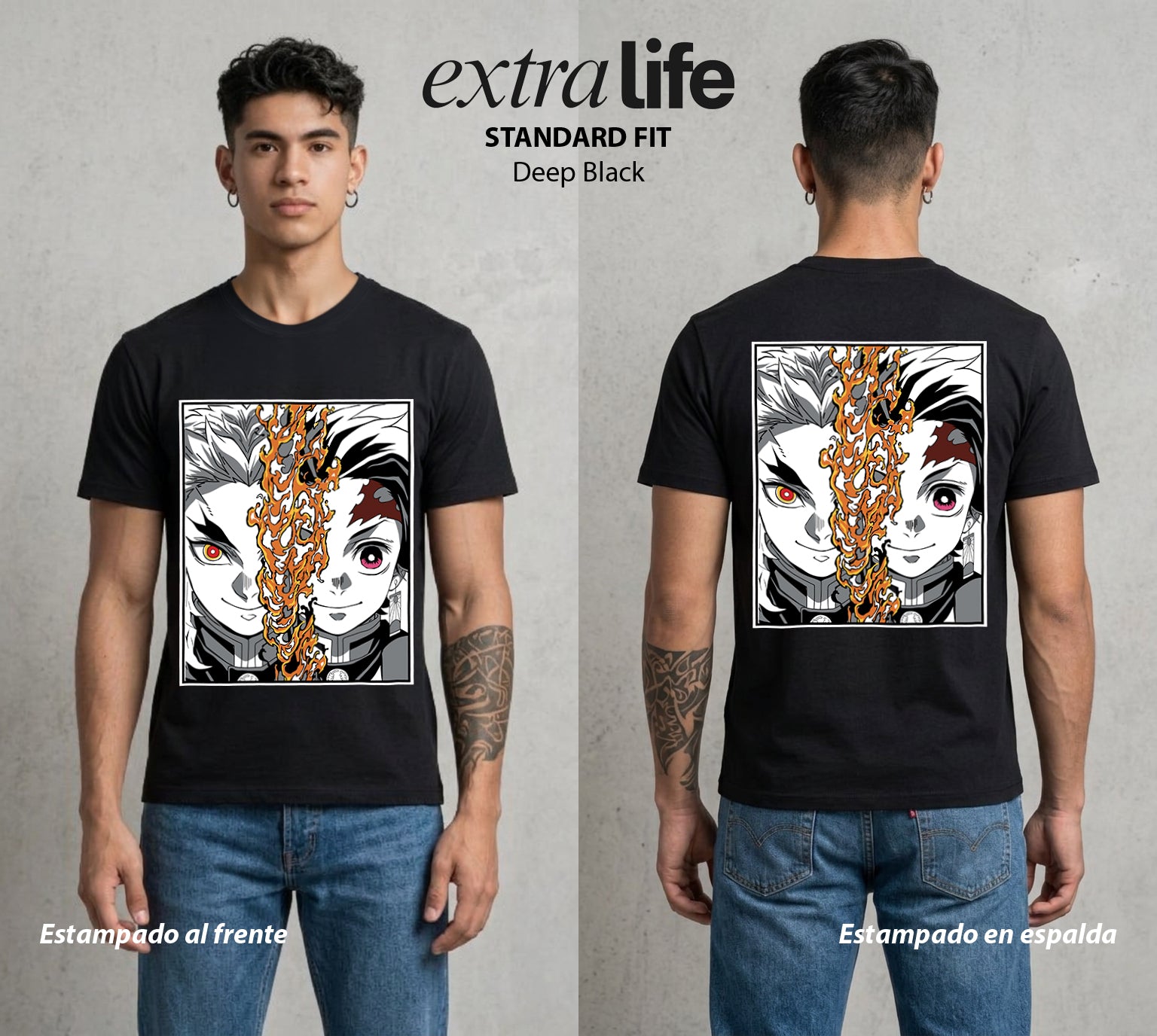 Cazadores de la Noche | El Cazador del Agua #01173 - Playera Standard Fit | Deep Black - Foto en modelo