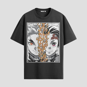 Playera urbana de anime y gaming ExtraLife MX, corte Standard Fit unisex ligero y transpirable en color Deep Black y Pure White, ropa de uso diario para gym y casual.