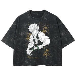 Playera streetwear premium de anime y gaming ExtraLife MX, corte boxy deluxe mineral wash heavyweight en color Acid Wash, moda urbana mexicana de culto.