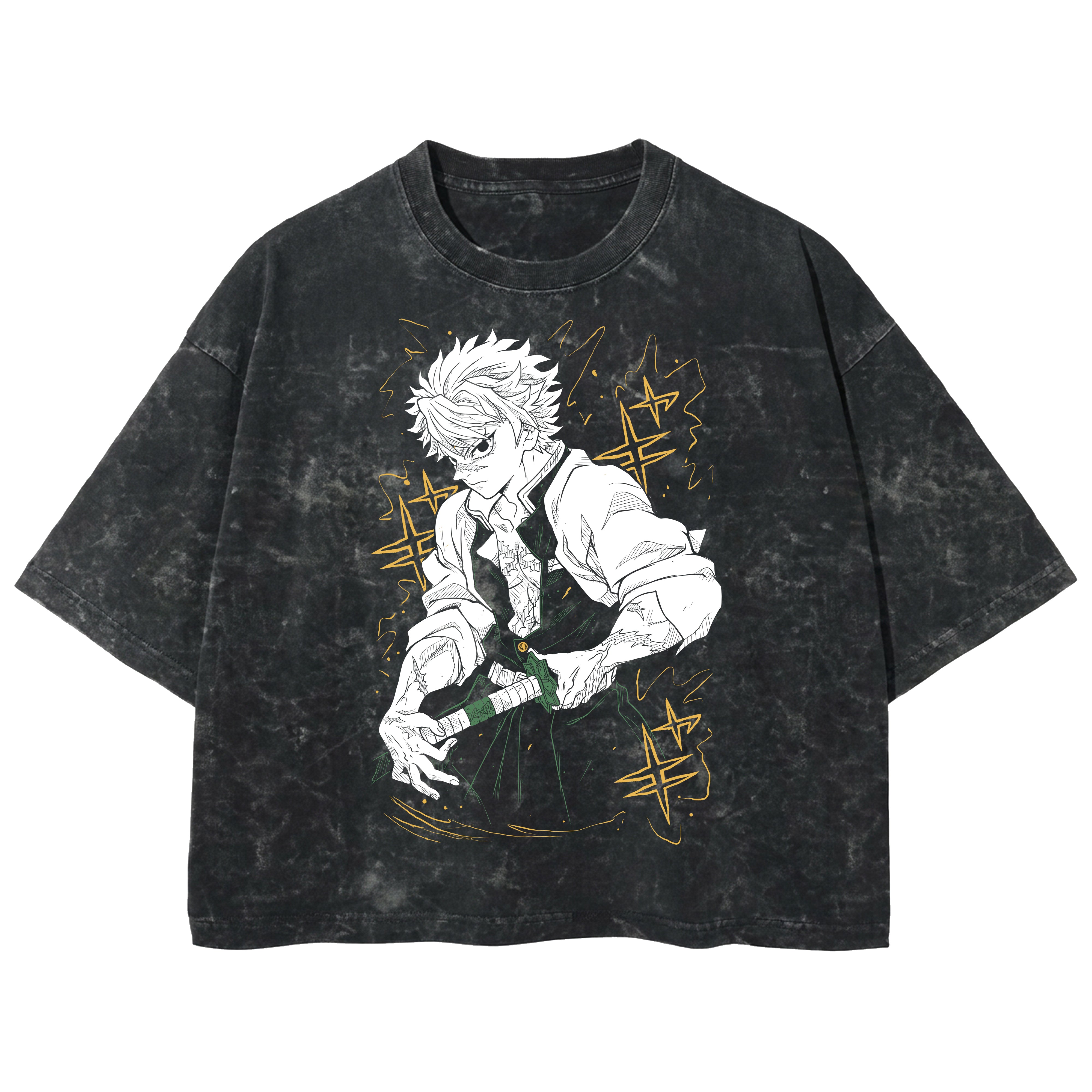 Playera streetwear premium de anime y gaming ExtraLife MX, corte boxy deluxe mineral wash heavyweight en color Acid Wash, moda urbana mexicana de culto.