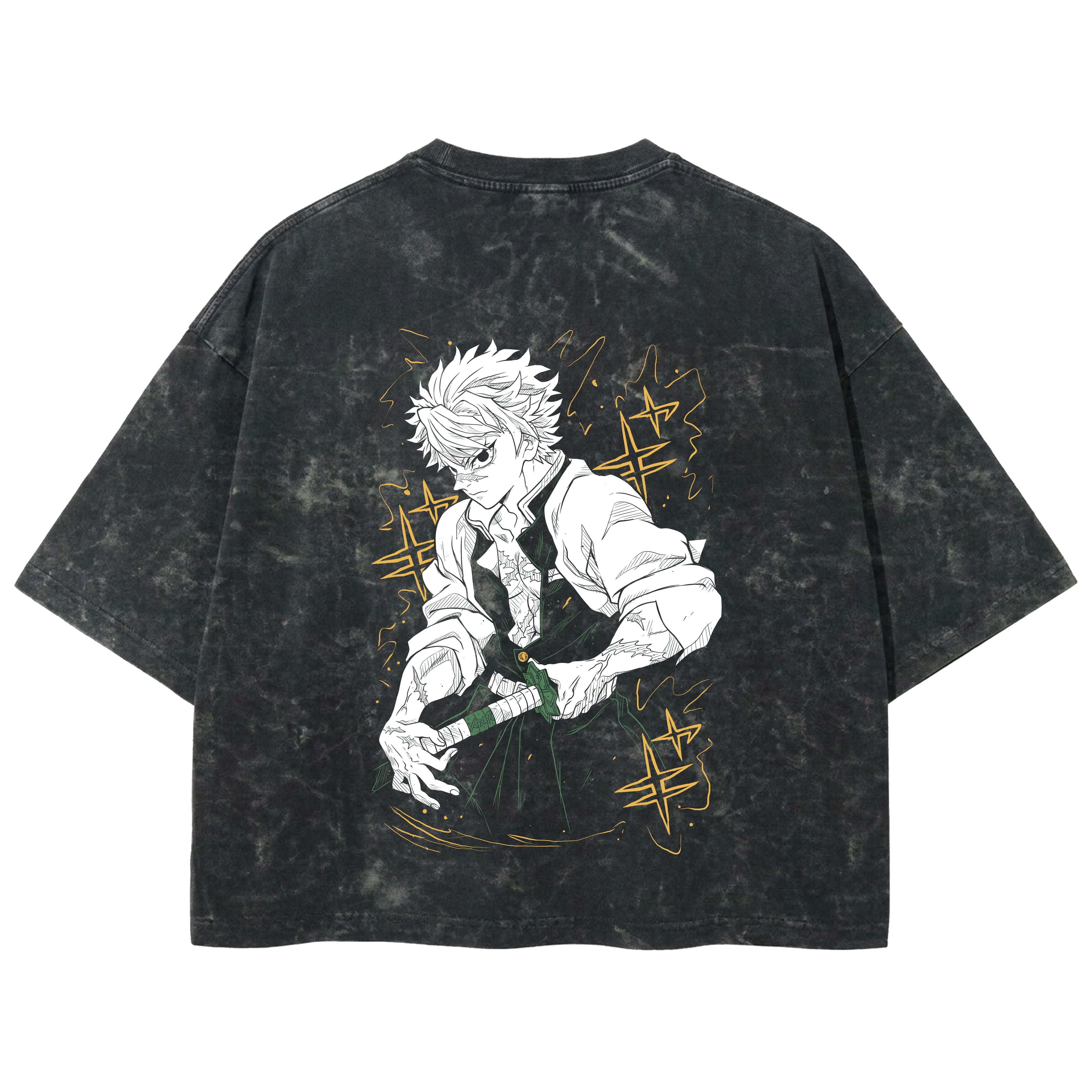 Playera streetwear premium de anime y gaming ExtraLife MX, corte boxy deluxe mineral wash heavyweight en color Acid Wash, moda urbana mexicana de culto.