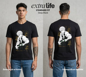 Cazadores de la Noche | El Viento sin Piedad #01175 - Playera Standard Fit | Deep Black - Foto en modelo