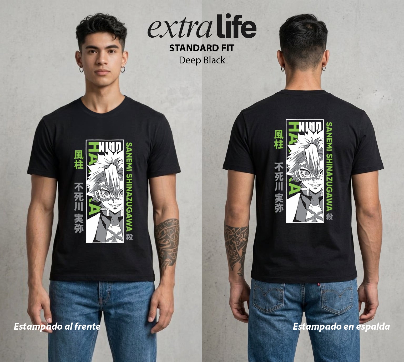 Cazadores de la Noche | Cicatrices y Fuerza #01176 - Playera Standard Fit | Deep Black - Foto en modelo