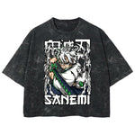 Playera streetwear premium de anime y gaming ExtraLife MX, corte boxy deluxe mineral wash heavyweight en color Acid Wash, moda urbana mexicana de culto.