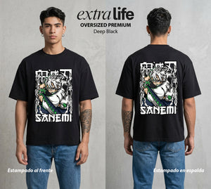 Cazadores de la Noche | El Pilar del Viento #01177 - Playera Oversized Premium | Deep Black - Foto en modelo