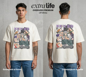 Cazadores de la Noche | El Mas Agresivo del Pilar #01178 - Playera Oversized Premium | Off White - Foto en modelo