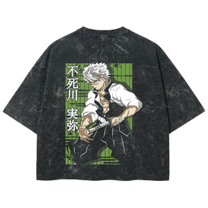Playera streetwear premium de anime y gaming ExtraLife MX, corte boxy deluxe mineral wash heavyweight en color Acid Wash, moda urbana mexicana de culto.