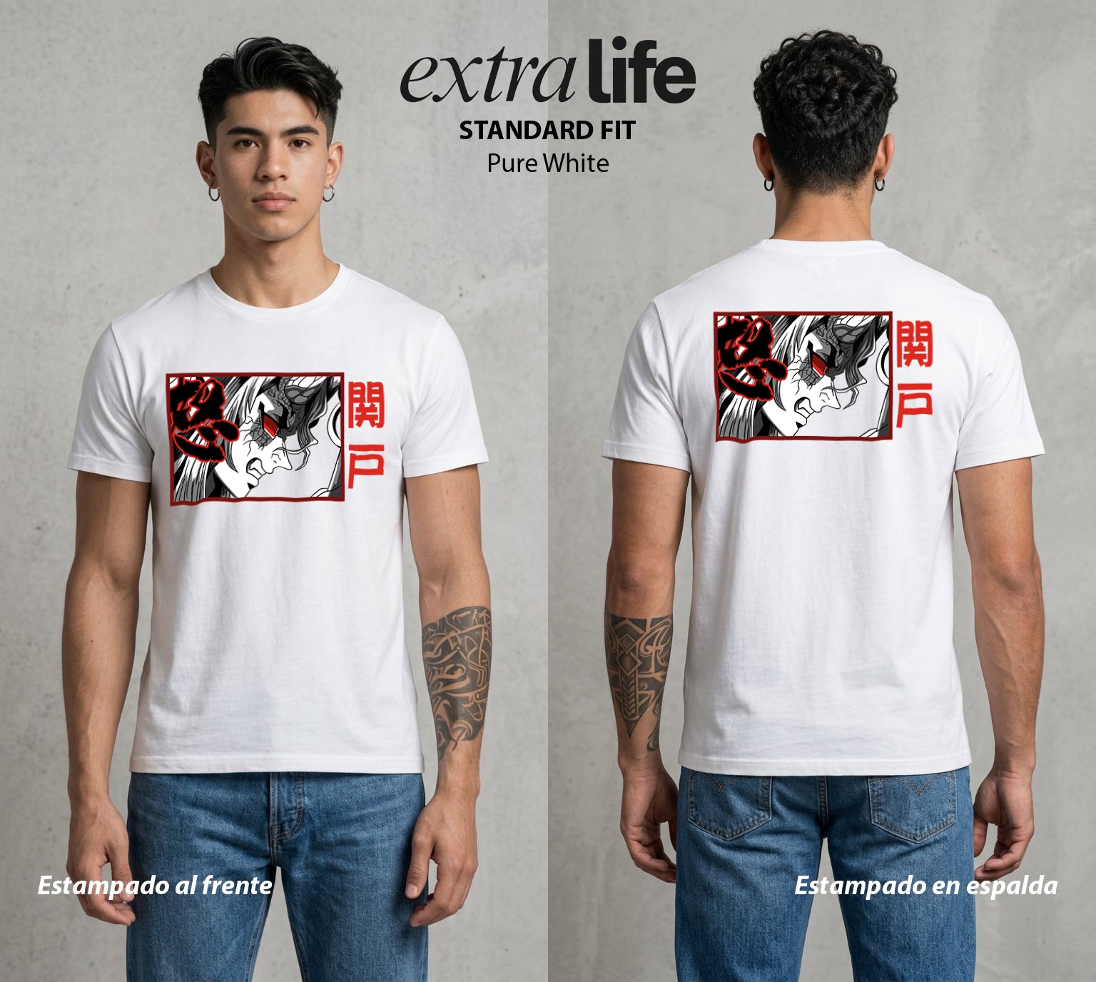 Cazadores de la Noche | La Electricidad del Odio #01182 - Playera Standard Fit | Pure White - Foto en modelo