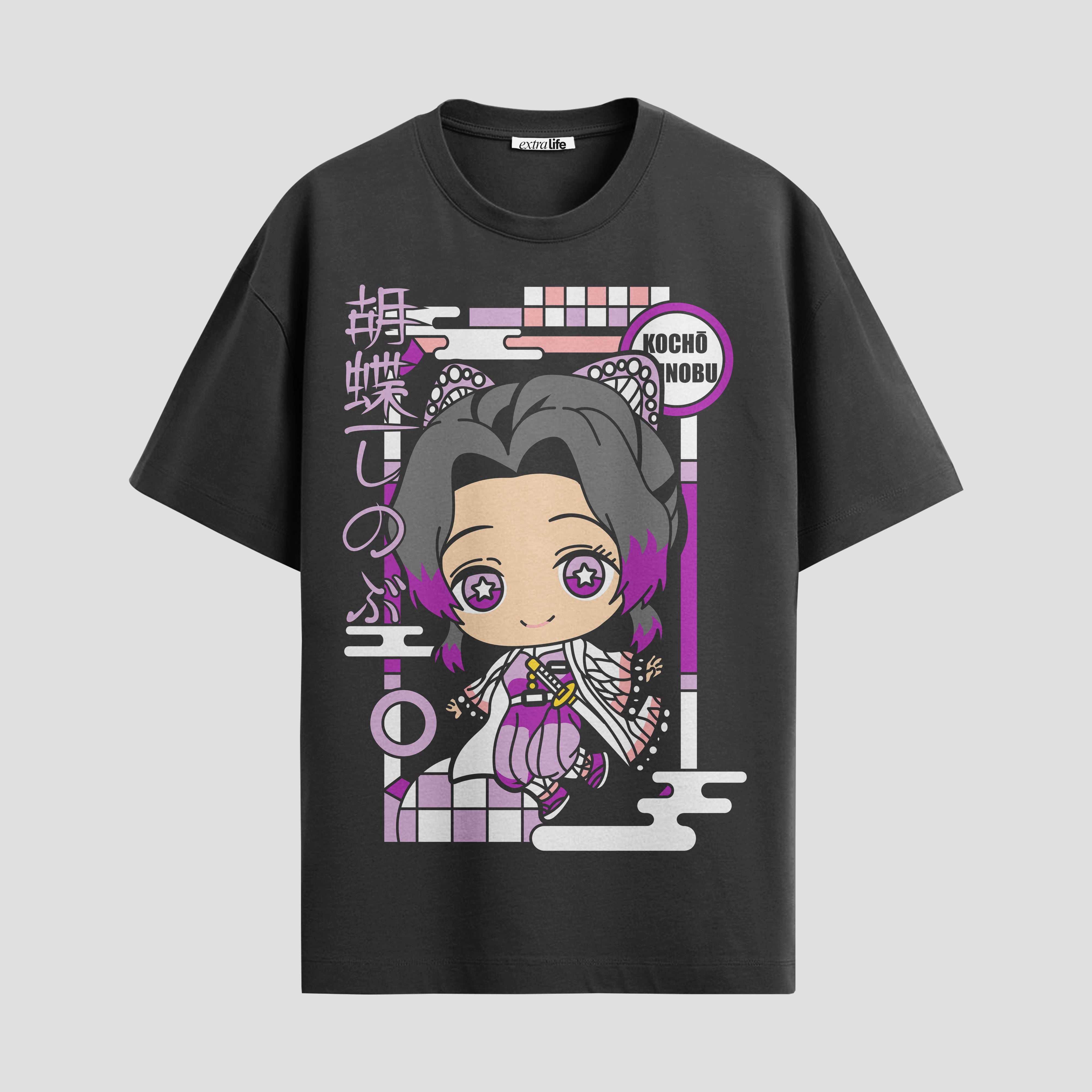 Playera urbana de anime y gaming ExtraLife MX, corte Standard Fit unisex ligero y transpirable en color Deep Black y Pure White, ropa de uso diario para gym y casual.