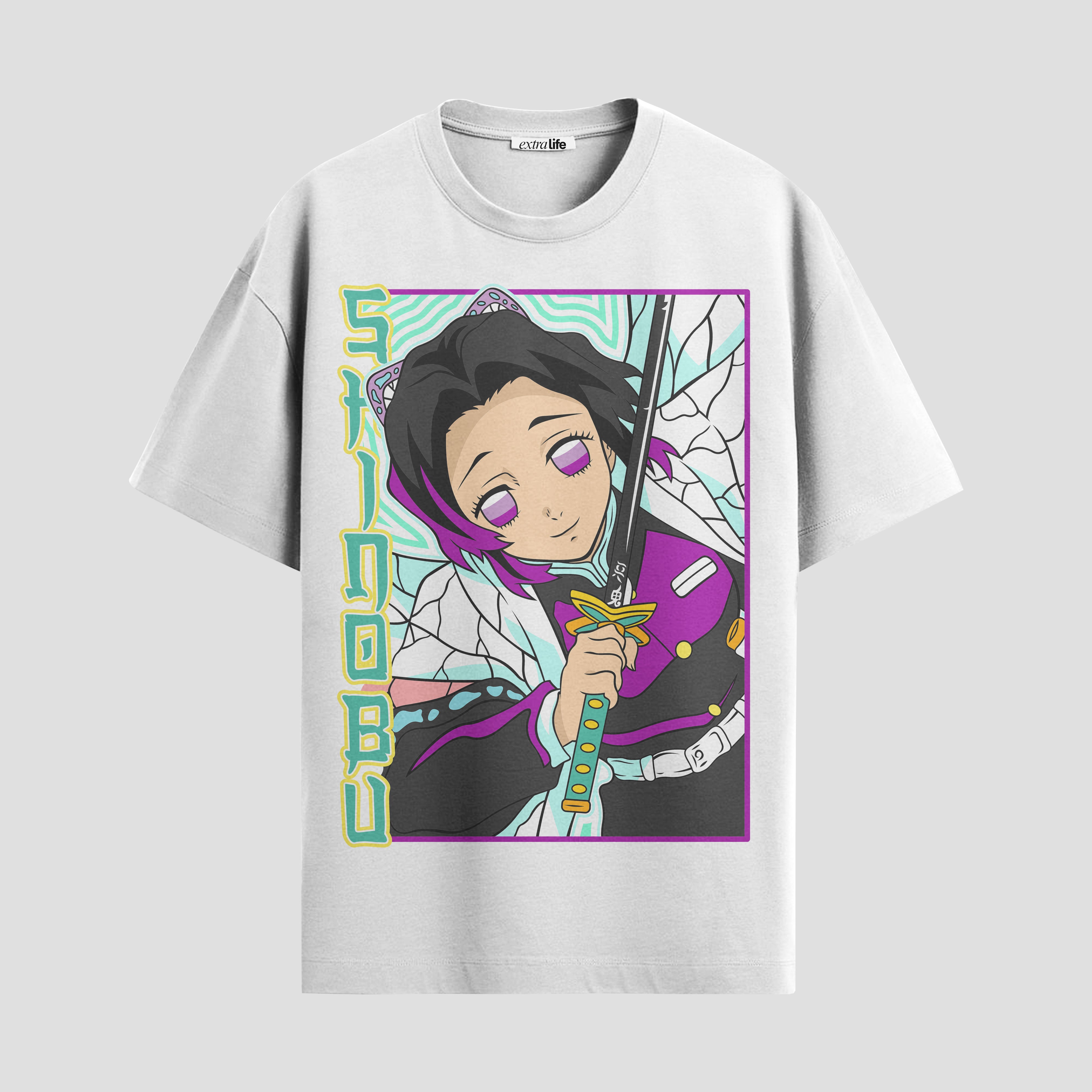 Playera urbana de anime y gaming ExtraLife MX, corte Standard Fit unisex ligero y transpirable en color Deep Black y Pure White, ropa de uso diario para gym y casual.