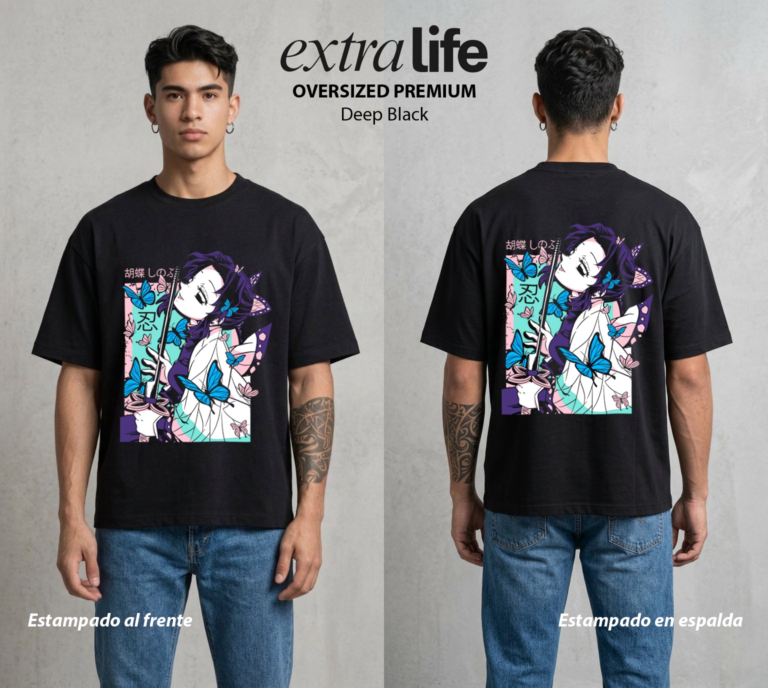 Cazadores de la Noche | Veneno Dulce #01189 - Playera Oversized Premium | Deep Black - Foto en modelo