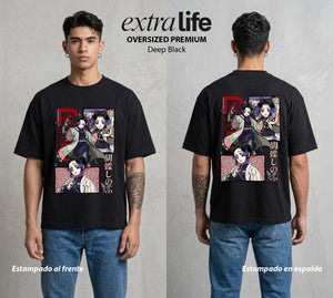 Cazadores de la Noche | Alas del Veneno #01191 - Playera Oversized Premium | Deep Black - Foto en modelo